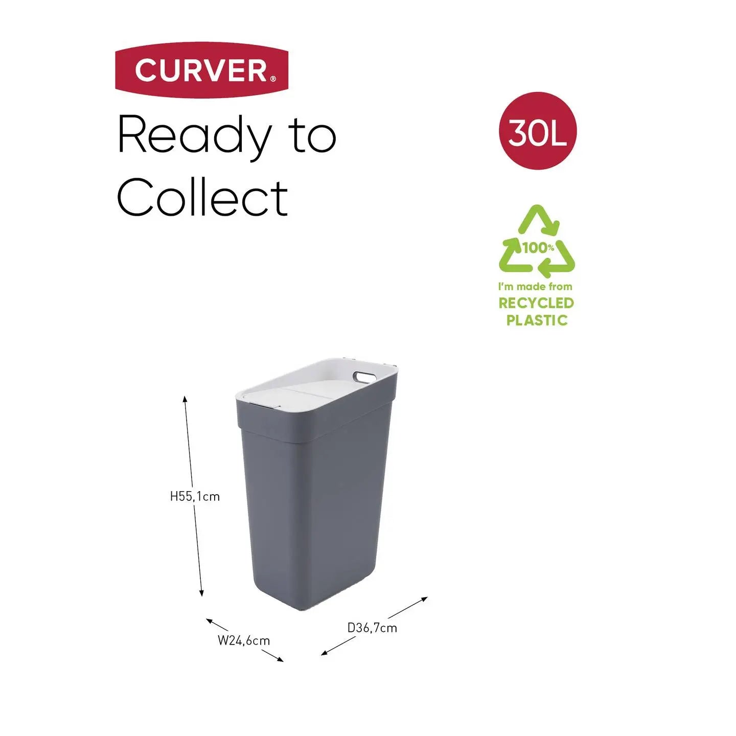 B-Ware Curver Mülleimer Abfalleimer Ready To Collect Grau Kunststoff Stapelbar Modular - 3253922103022