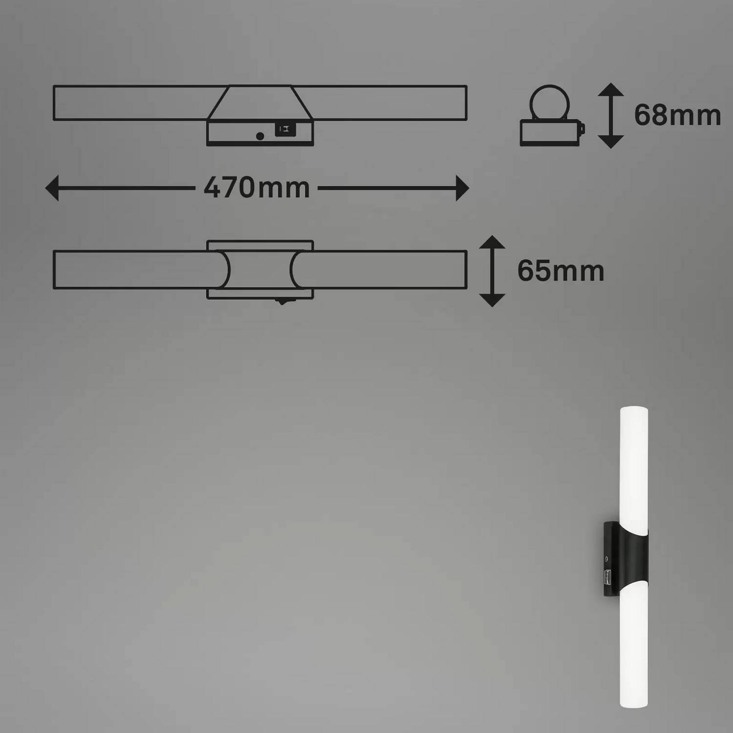 Briloner Bad  Und Spiegelleuchte Klak Brilo Schwarz 47 Cm Spiegellampe Lampe Led B-Ware