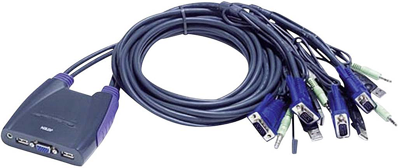 ATEN CS64US 4 Port KVM-Umschalter VGA USB 2048 x 1536 Pixel PC-Kabel Kabel Ports