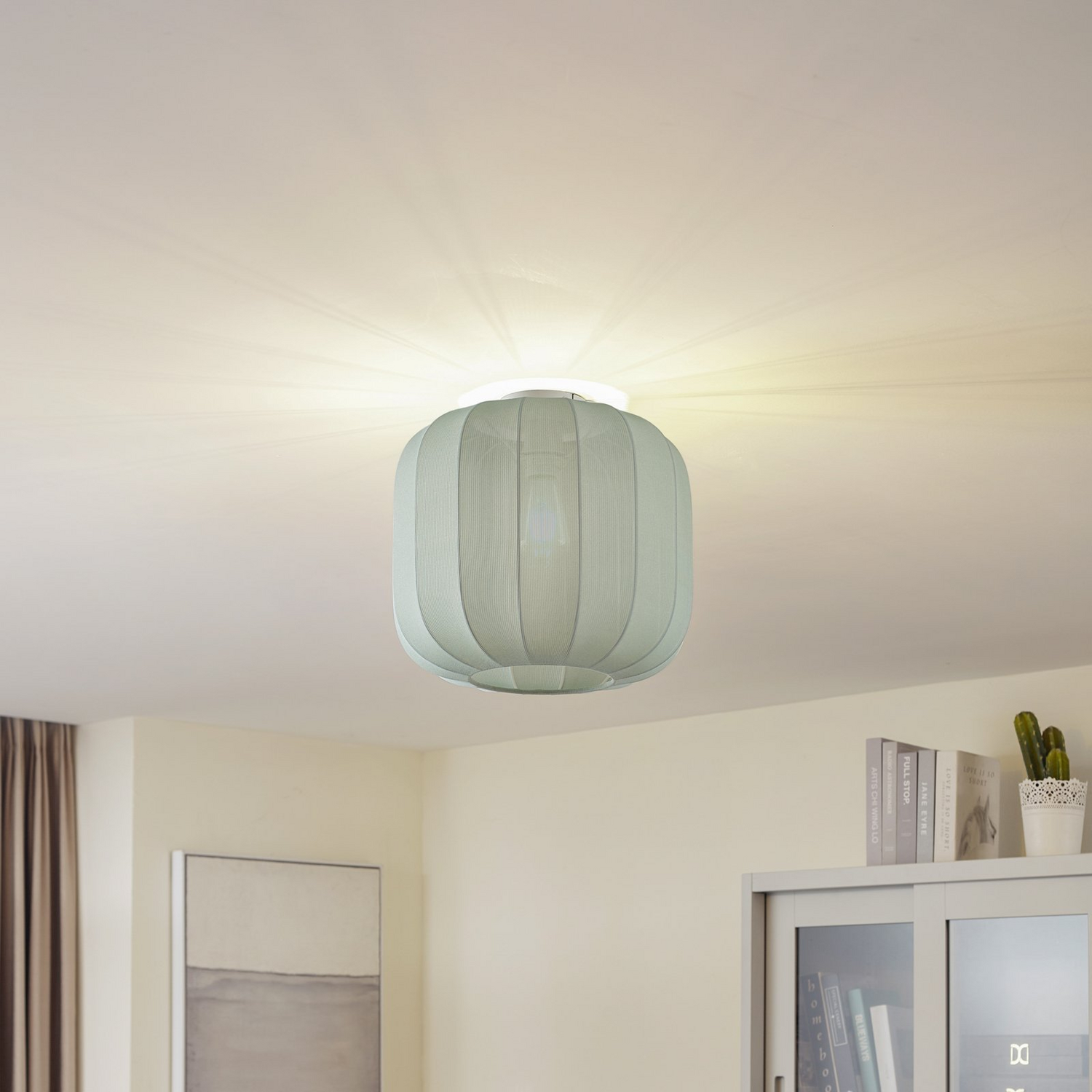 B-Ware Lindby Deckenleuchte Helin Deckenlampe Deckenlicht Lampe Led Blau Stoff ø 35 Cm
