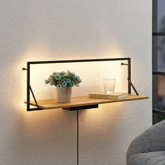 Lindby Rianita LED-Wandablage Regal Wandleuchte Ablage Lampe Leuchte 80cm LED