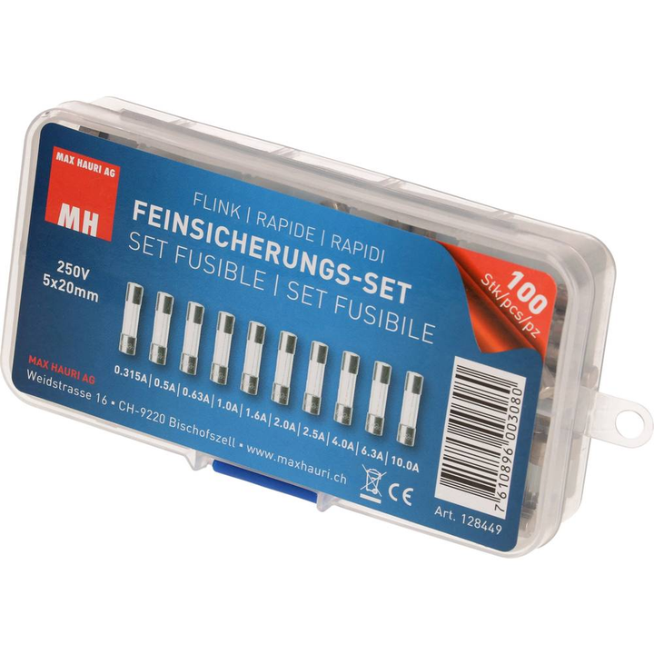 Max Hauri AG Feinsicherung-Sortiment Ø x L 5 x 20 mm Flink -F- Inhalt 100 St.