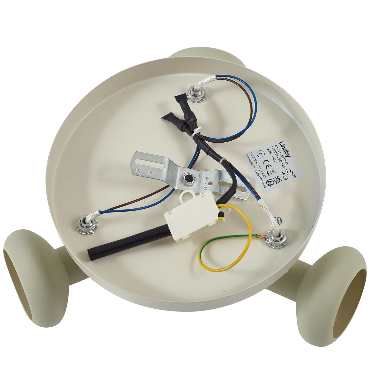 B-Ware Lindby Deckenstrahler Huby Deckenlampe Leuchte 3 Flammig Creme/Hellgrün Eisen