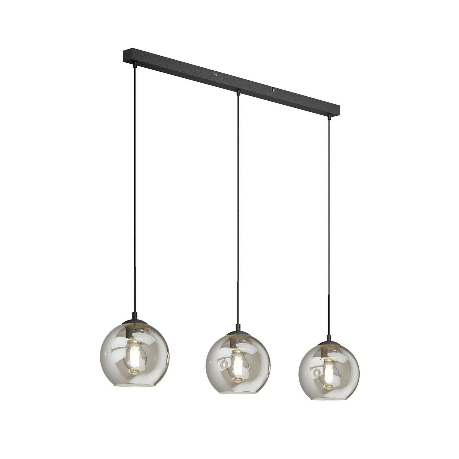 Suspension Lindby Sofian, 3 lumières, E27, gris fumé, schw256