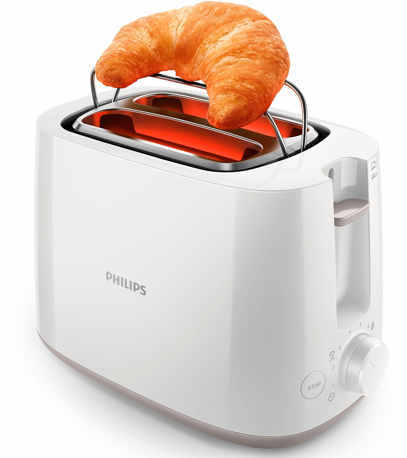 Philips Hd2581/00 Toaster 2 Scheiben 8 Stufen Mit Brötchenaufsatz Weiß B-Ware