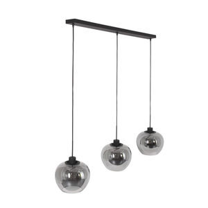 B-Ware Steinhauer Hängeleuchte Lotus Hängelampe Schwarz 3 Flammig Balken Metall Glas