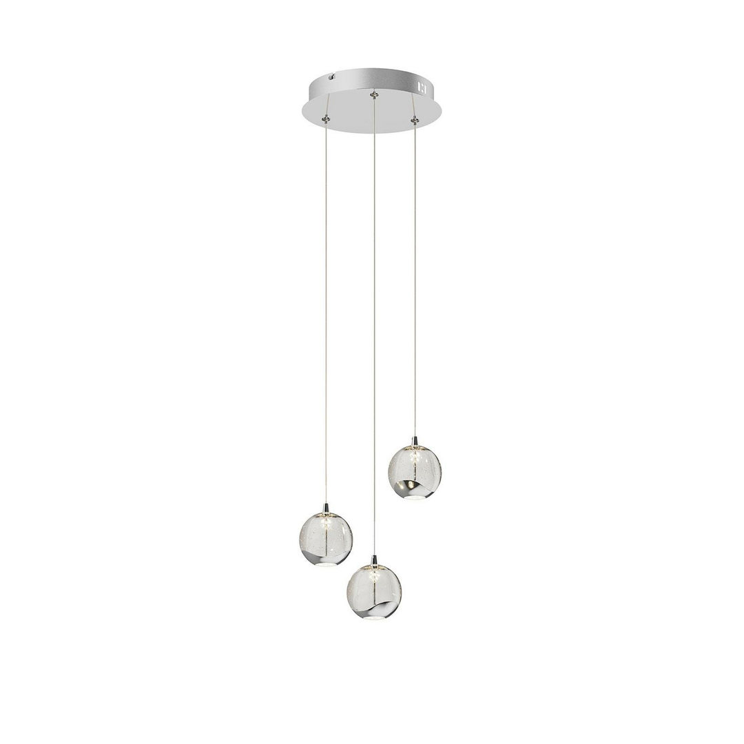 Lucande LED-Pendelleuchte Hayley Hängeleuchte Deckenlampe Lampe 3-flammig chrom