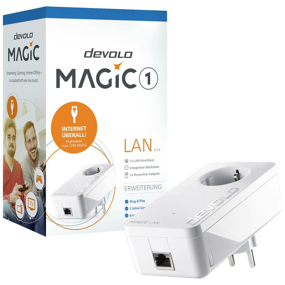 Devolo Magic Powerline Einzel Adapter Stromleitung Erweiterung 1200 MBit/s Netz