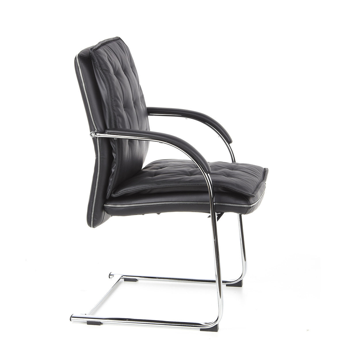 hjh OFFICE VILLA V Konferenzstuhl Freischwinger Stuhl Sitz Nappaleder schwarz891 - 4260284080341