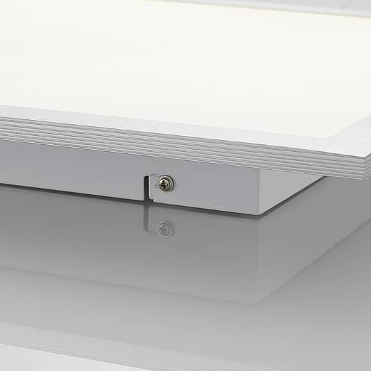 B-Ware Prios Led Panel Deckenleuchte Flächenleuchte Gelora Silber Kunststoff Aluminium