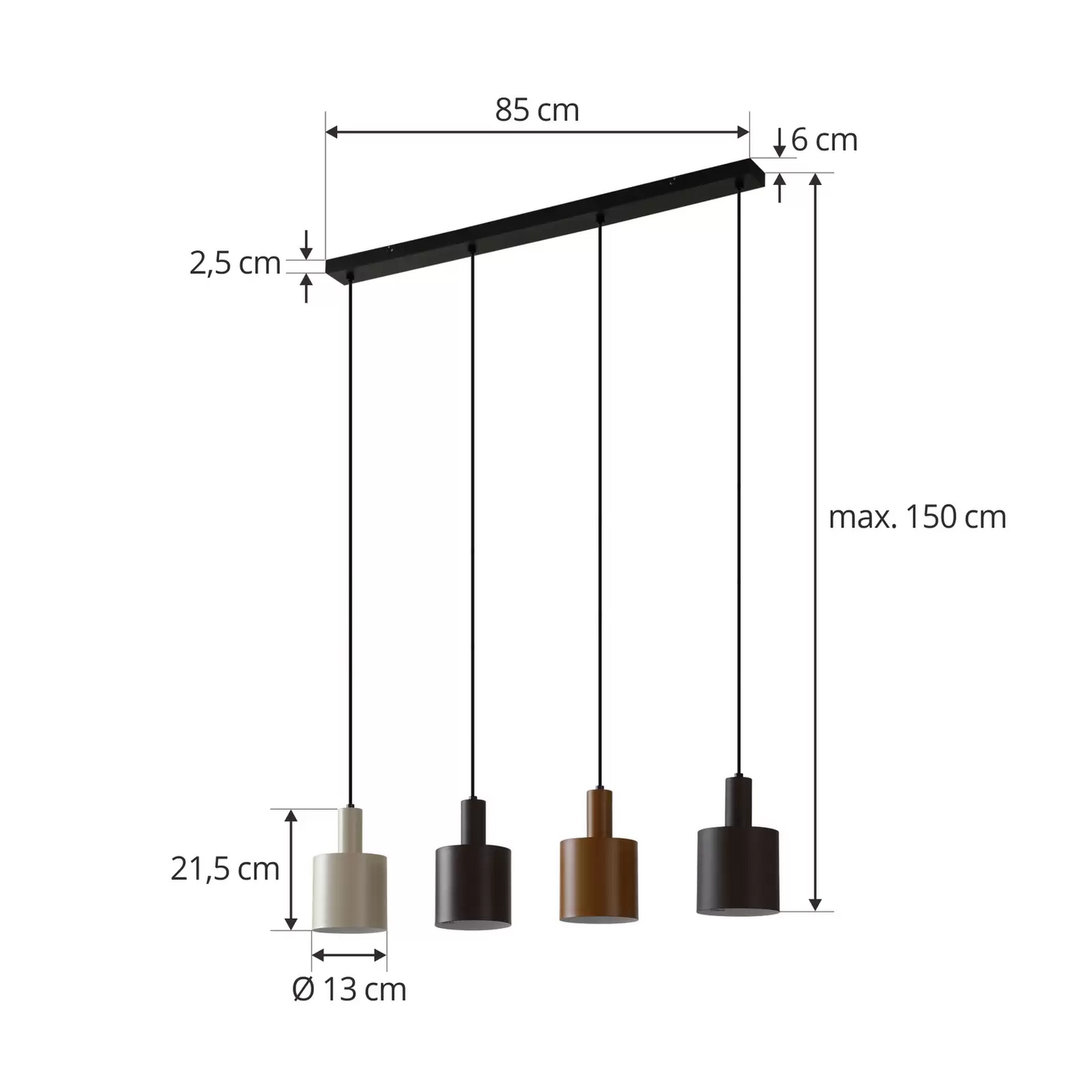 Suspension Lindby Ovelia noir/marron/beige