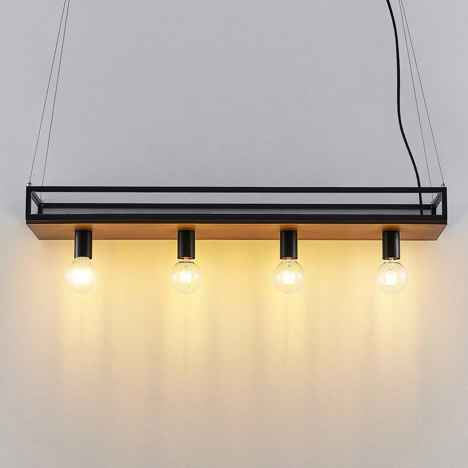 B-Ware Lindby Kirista Pendelleuchte Hängeleuchte Leuchte Lampe E27 Holz Dimmbar 10047