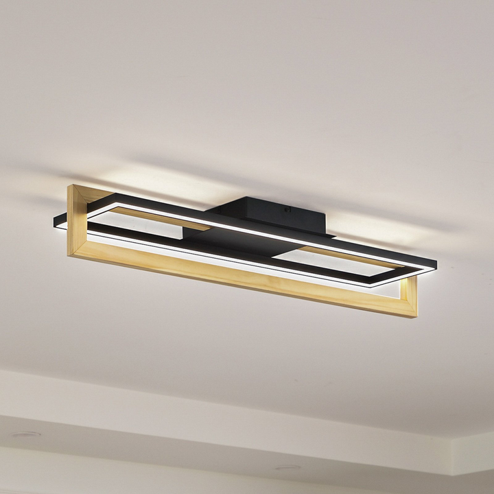 Lindby LED-Deckenleuchte Holamu Deckenlampe Deckenlicht Leuchte Lampe 80 cm Holz