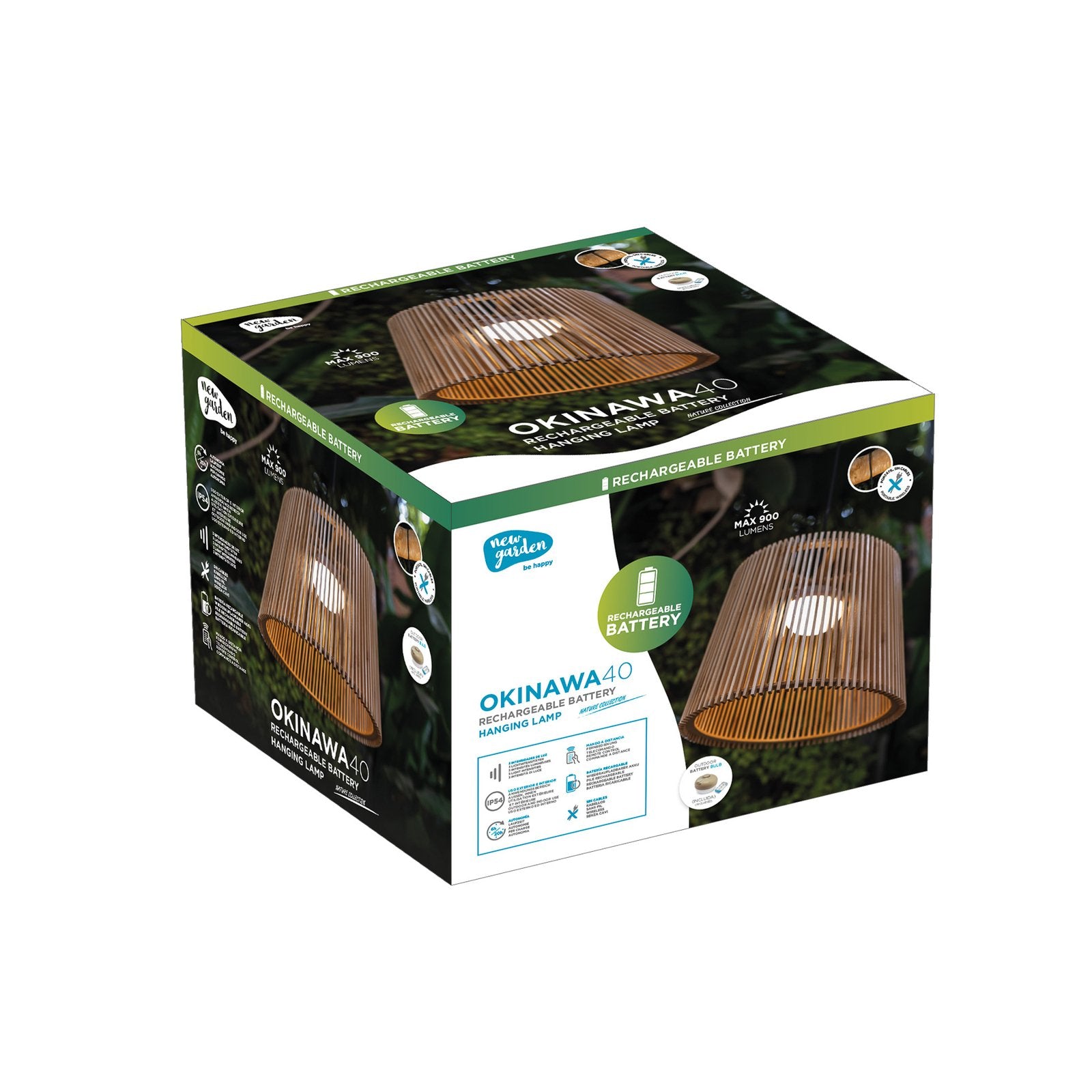 Newgarden Hängelampe Pendelleuchte LED Akku Okinawa Außenlampe Bambus Holz hell - 8435578509358