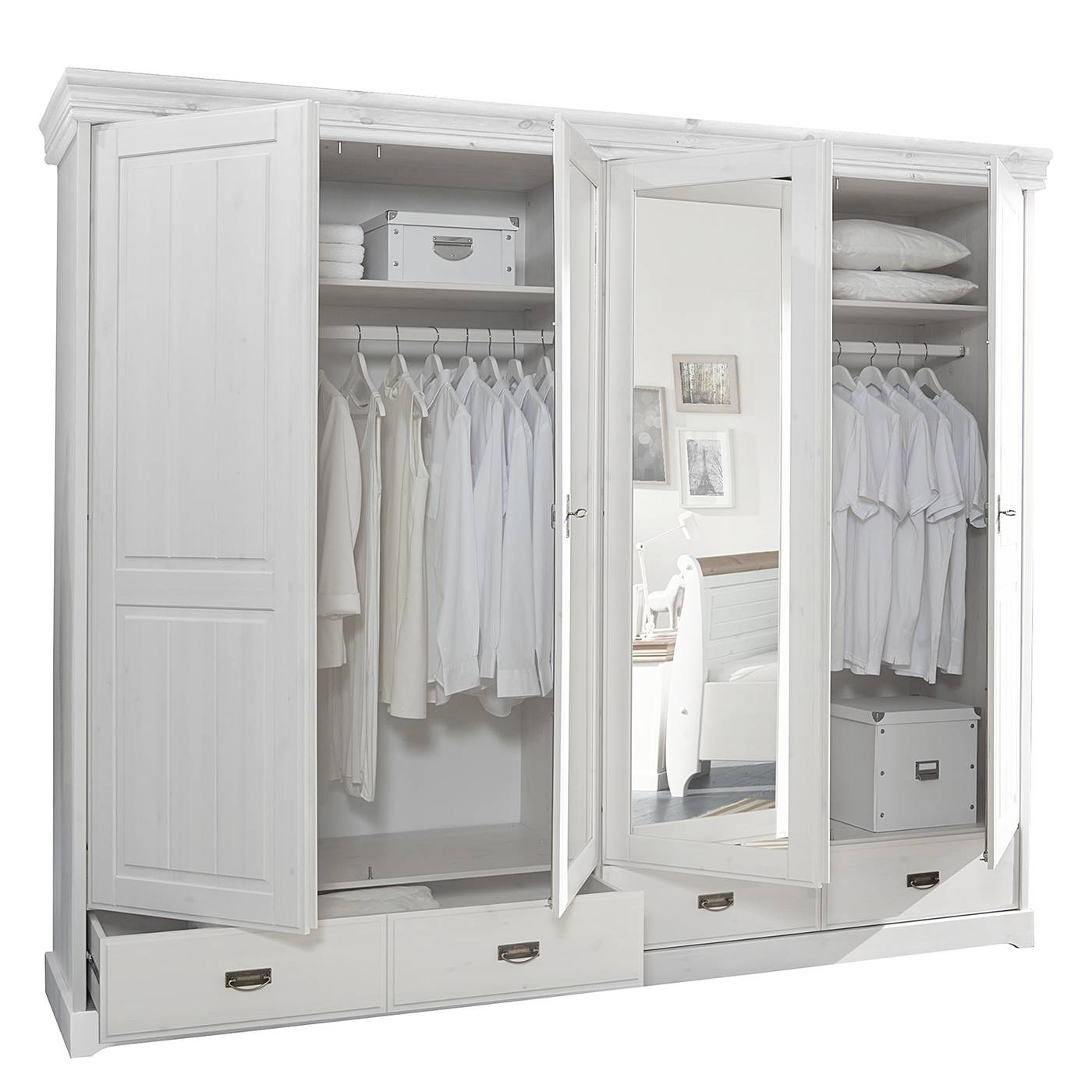 Ridgevalley Massiver Drehtürenschrank Noret Typ B Kiefer massiv Kiefer Weiß B255