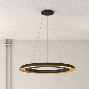 B-Ware Acb Iluminación Led Hängeleuchte Hängelampe Lampe Leuchte Shiitake Schwarz/Gold