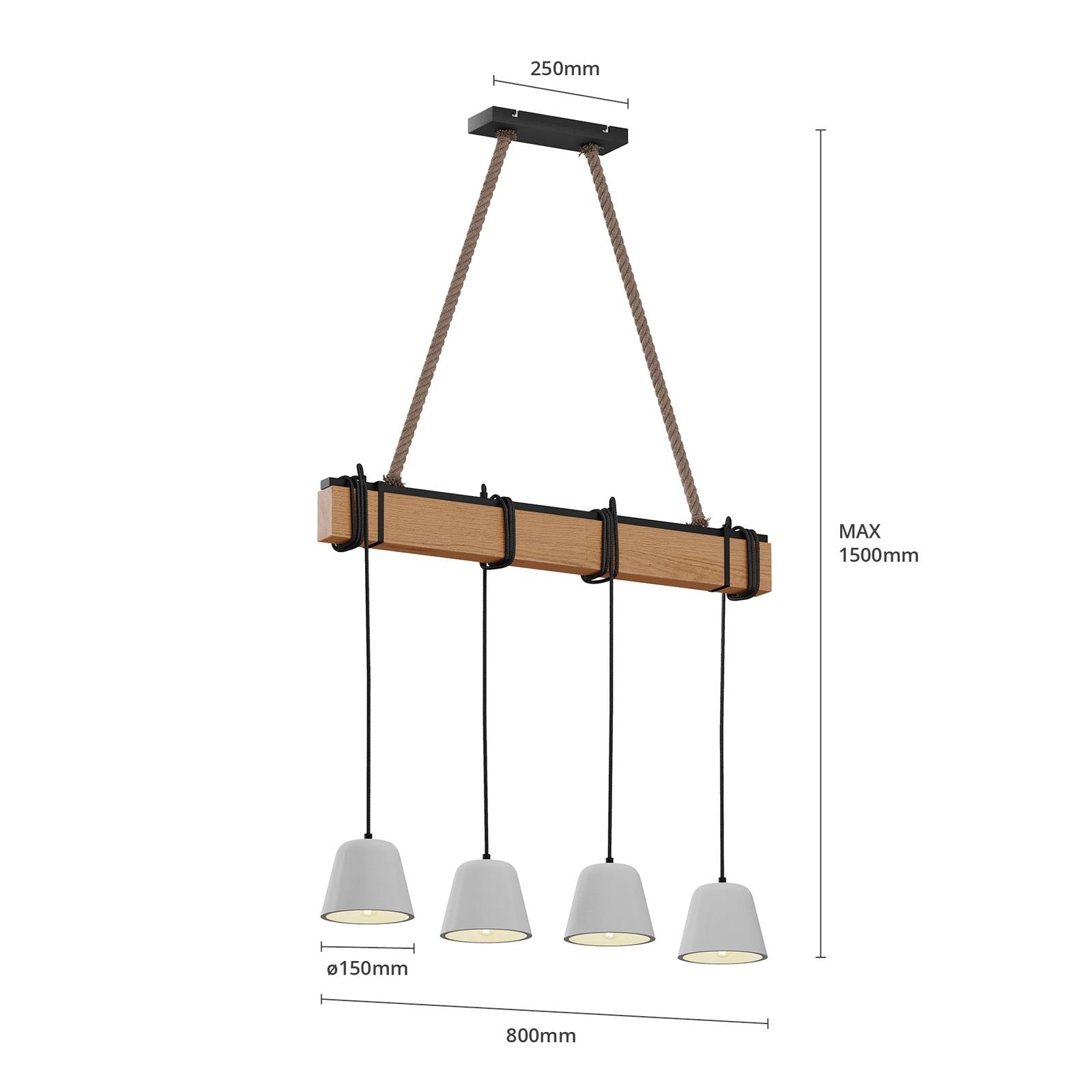 Lucande Hängeleuchte Pendelleuchte Holzlampe E14 schwarz eiche - 4251096569995