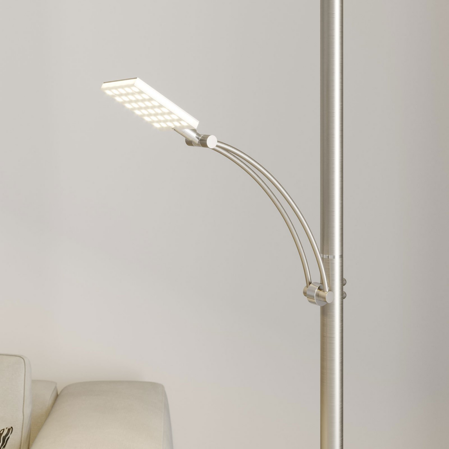 B-Ware Lucande Stehleuchte Deckenfluter Parthena Led Nickel Metall Leselampe Wohnbereic