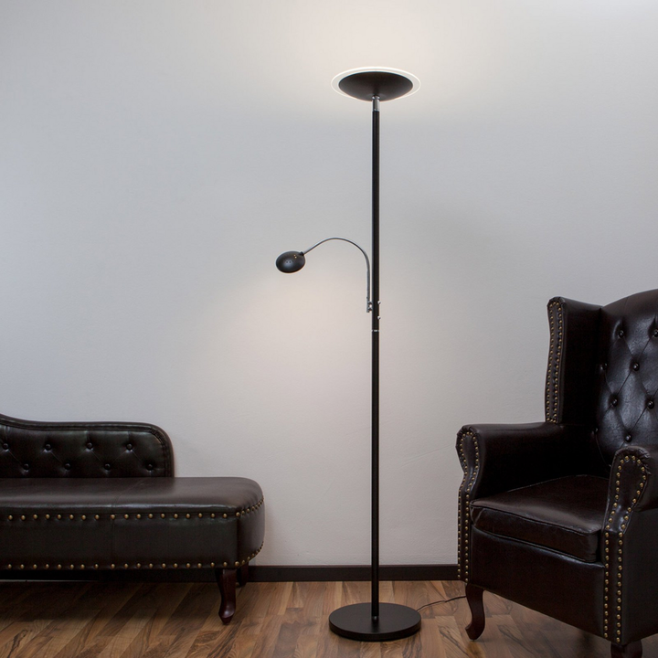 Lindby Deckenfluter Malea Mit Led + Lesearm Lampe Leuchte Ip20 5 W 230 V Schw597 B-Ware - 6291105701655