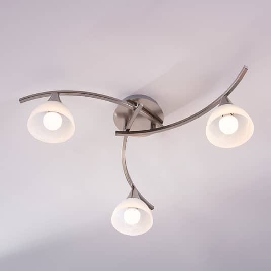 Lindby Della Deckenlampe Deckenlicht Lampe Leuchte IP20 nickel matt 3-fl. E14