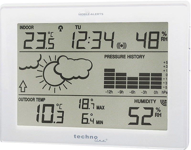 B-Ware Techno Line Ma 10006 Mobile Funk Wetterstation Wetter Funk Digital Uhr Grün Grau