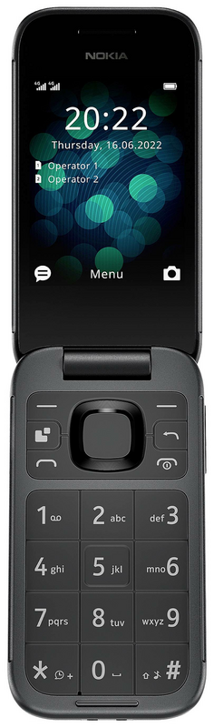 Téléphone portable Nokia à clapet pliable avec grands boutons et grand écran noir
