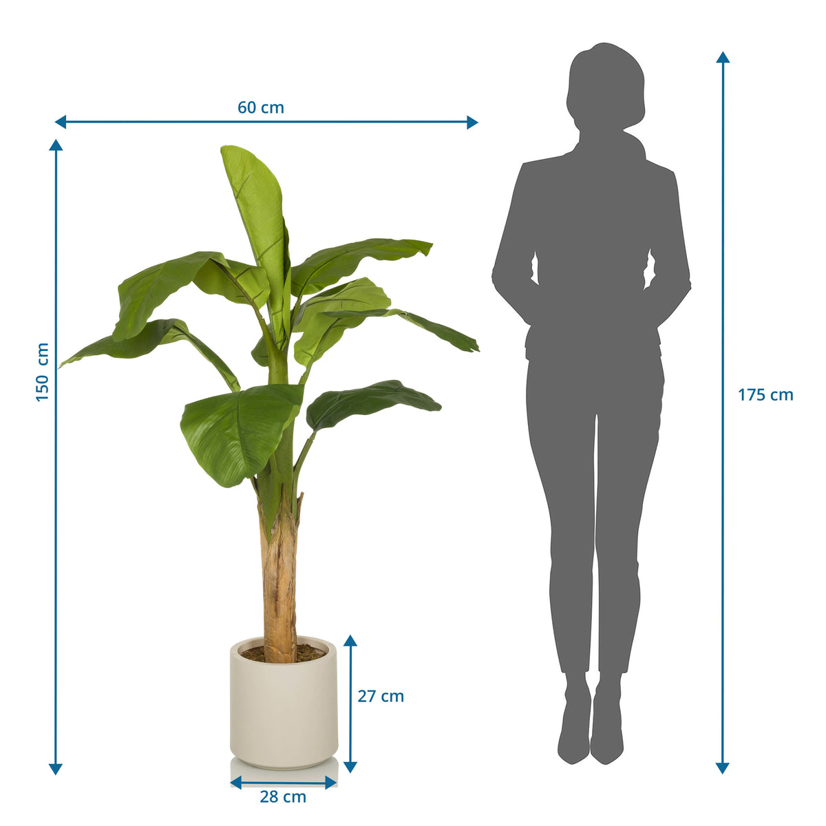 hjh OFFICE BANANE I Kunstpflanze Kunstbaum Kunstbepflanzung 150 cm - 4064323038207