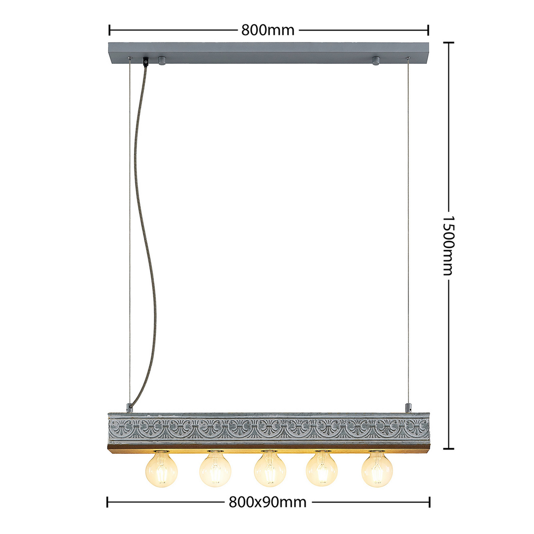 Lindby Mella Hängelampe Hängeleuchte Deckenlampe Lampe mit Ornamentmuster 5-fl.