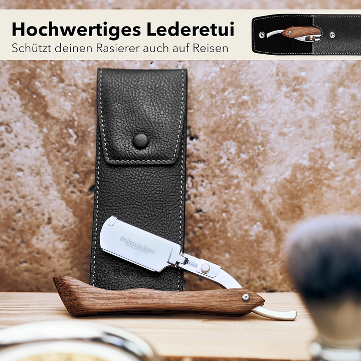 Störtebekker Rasiermesser Rasierer Bartrasierer 10 Ersatzklingen Echtleder Rasur B-Ware