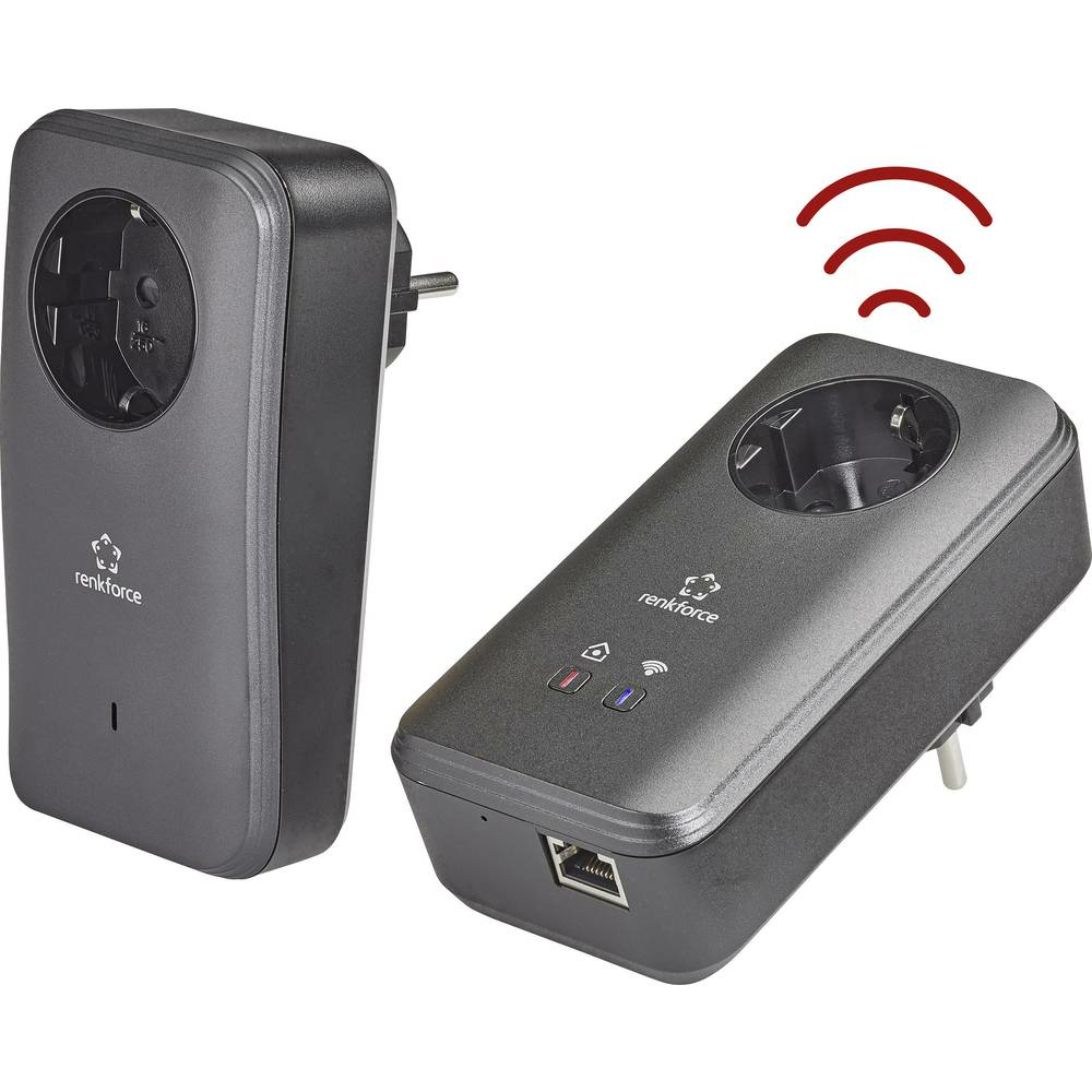 Renkforce PL600D WiFi Powerline WLAN Starter Kit Stromleitung Netz LAN 500MBi674