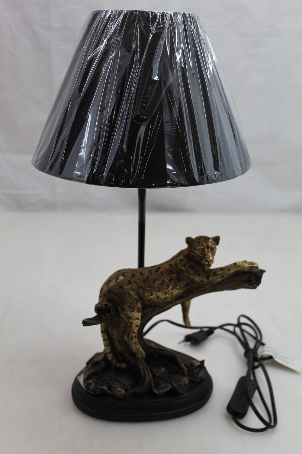 KARE Tischleuchte Lampe Leopard schwarz Beleuchtung goldfarben 75cm 10014727