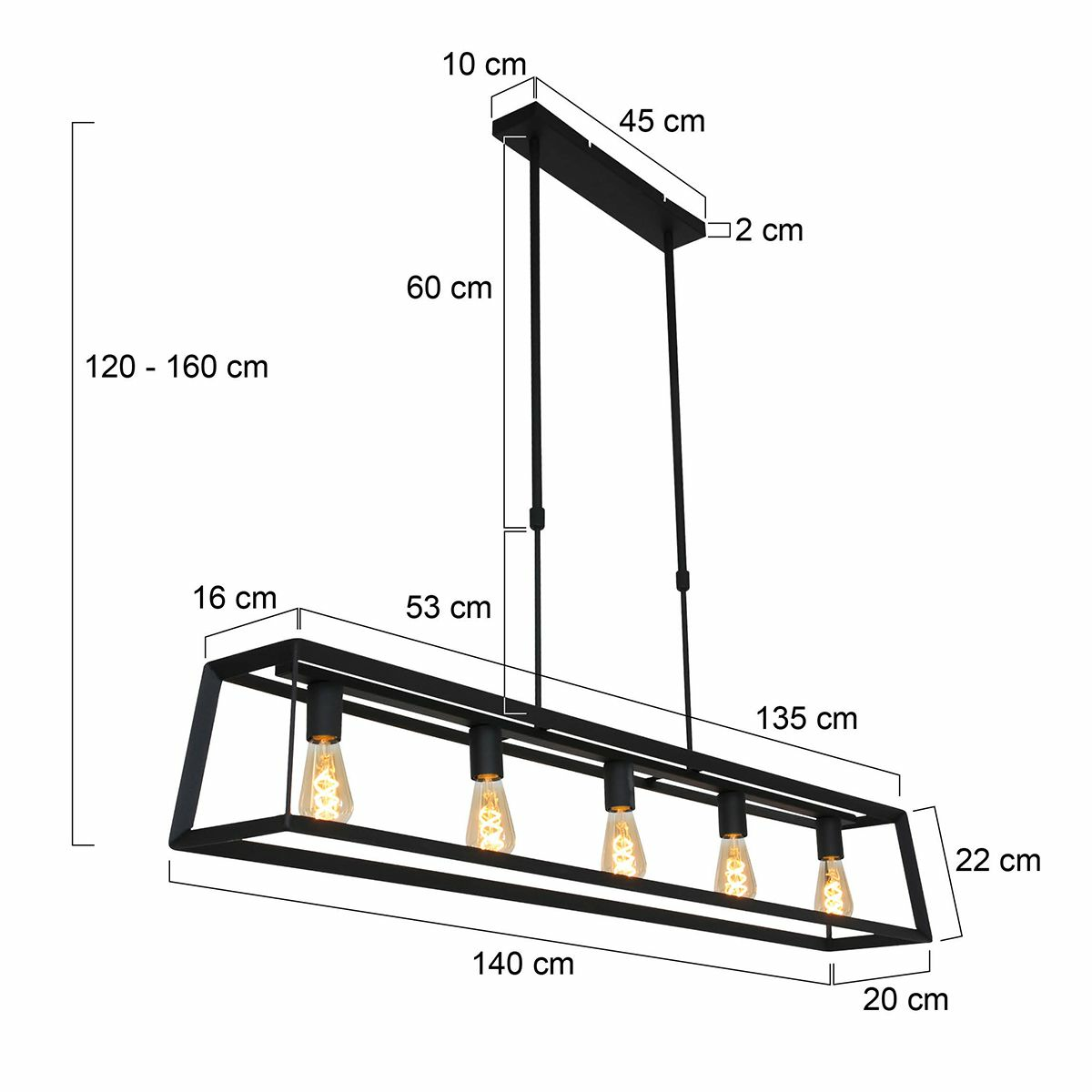 B-Ware Mexlite Buckley Pendelleuchte Deckenlampe Hängeleuchte Lampe Leuchte E27 Schwarz