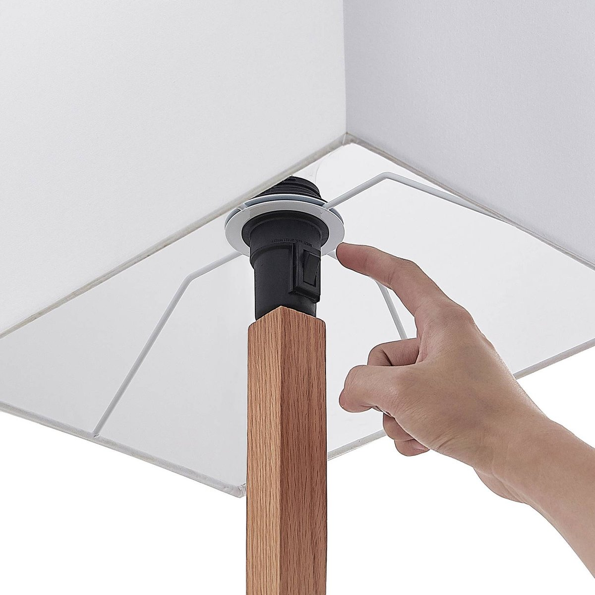 Lucande Heily Tischleuchte Holz Eckig Weiß Tischlampe Lampe Leuchte Spot Licht B-Ware - 4251911723595