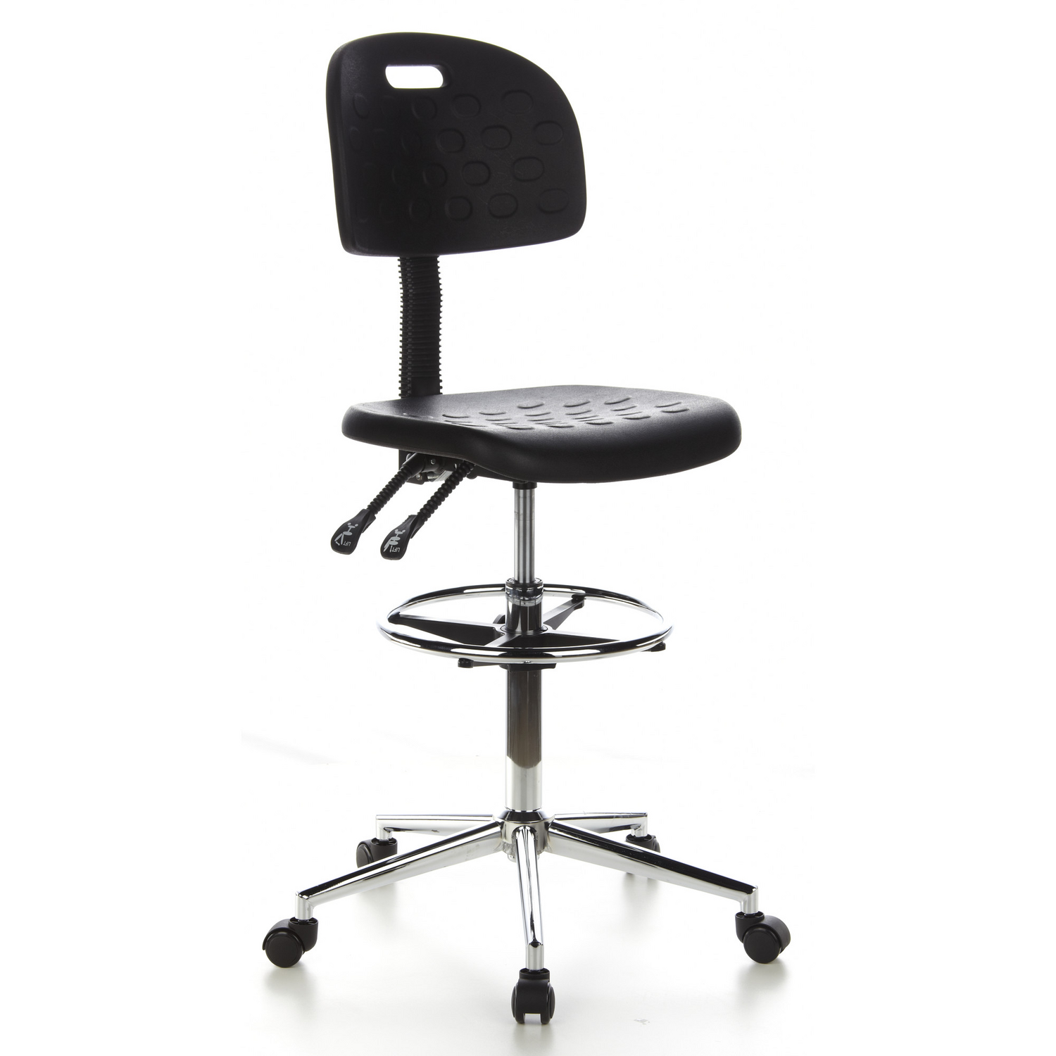 B-Ware Hjh Office Hocker / Drehhocker / Arbeitsstuhl Top Work 23 Hartschaum Schwarz Chr