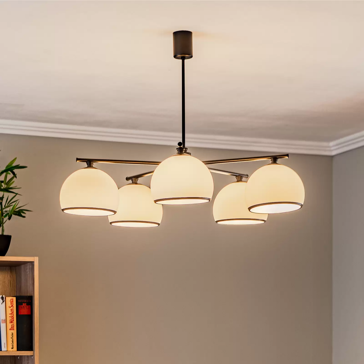 Deckenleuchte Mina Fünfflammig Opalglas Schwarz Deckenlampe Lampe Leuchte Spot  B-Ware - 5902553230390