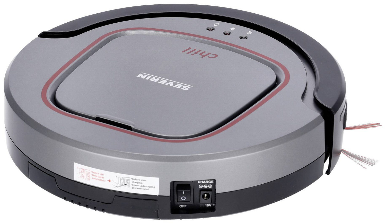 B-Ware Severin Saugroboter Chill Grau Rot Schwarz Extra Leise Staubsauger Sauger