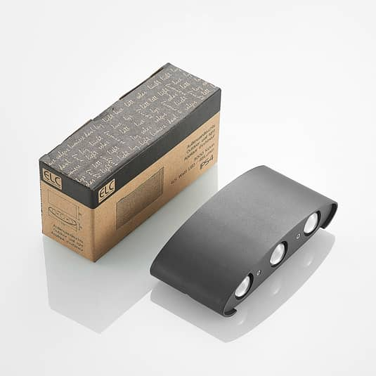 B-Ware Elc Außenwandleuchte Wandlampe Led Anthrazit Emirana Aluminiumdruckguss Glas156