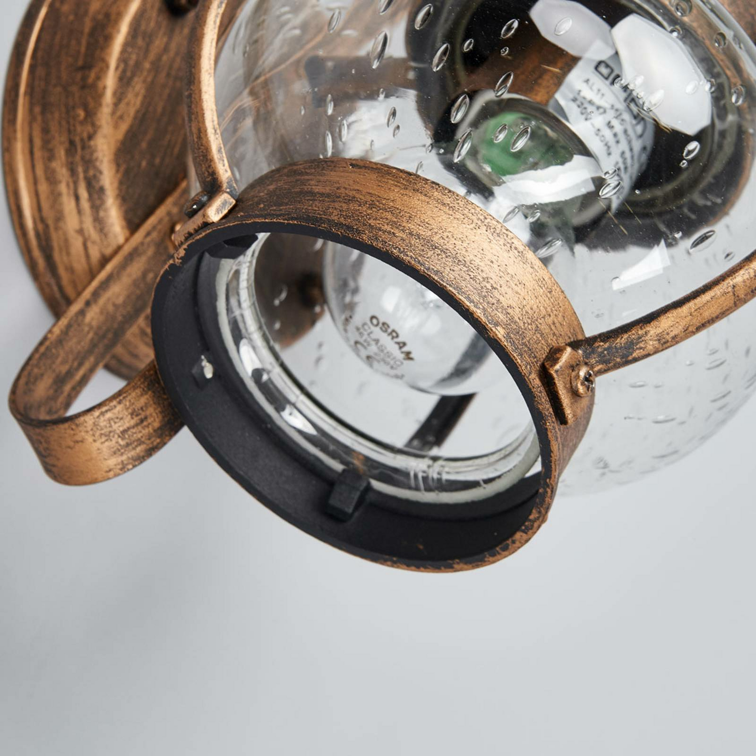 B-Ware Außenwandleuchte Margerite Außenlampe Lampe Leuchte Blasenglas E27 Braun Gold917