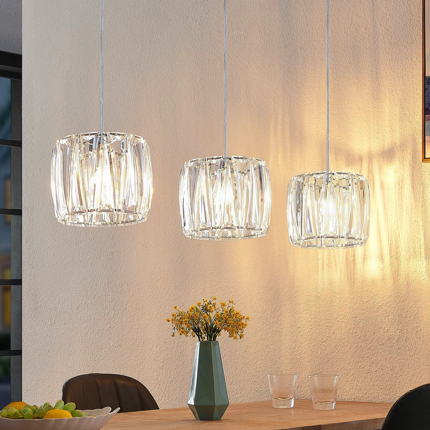 B-Ware Lindby Sofia Balkenleuchte Pendelleuchte Deckenlampe Dreiflammig Klar Chrom
