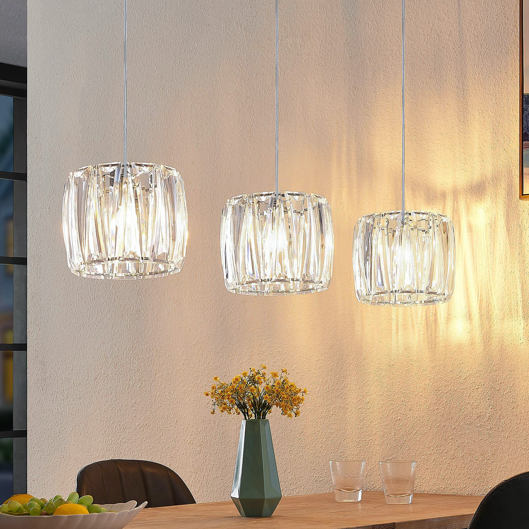 Lindby Sofia Balkenleuchte Pendelleuchte Deckenlampe Dreiflammig Klar Chrom447 B-Ware