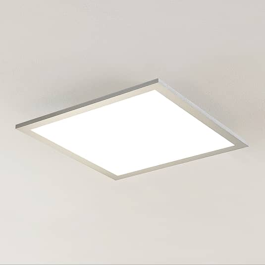 B-Ware Prios Led Panel Deckenleuchte Flächenleuchte Gelora Silber Kunststoff Aluminium