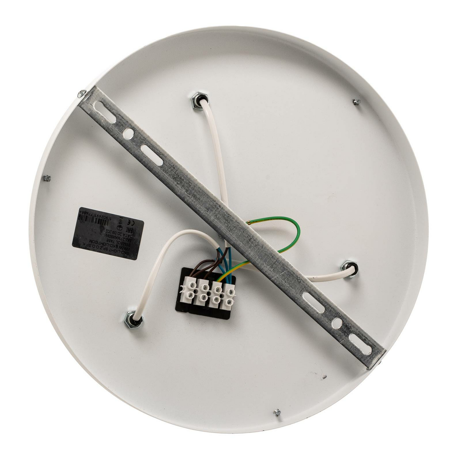 Plafonnier Eko Light Leano, suspension E27, gris, rond, lin, reconditionné (B-stock).