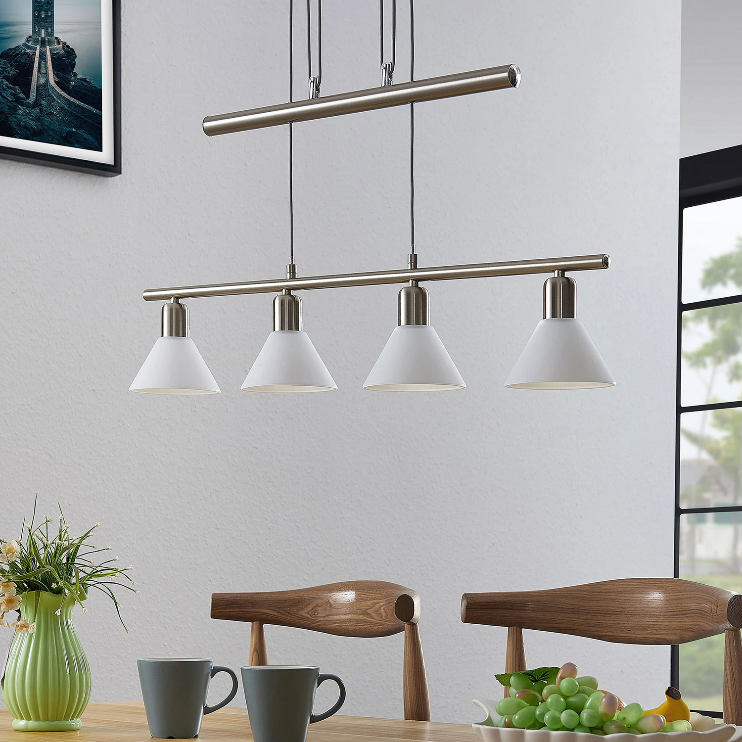Suspension réglable en hauteur Lindby Delira, plafonnier décoratif E14