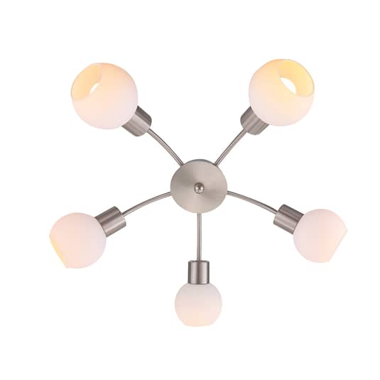 Lindby LED-Deckenlampe Elaina Deko-Deckenlampe Lampe E14 5-flg rund nickel matt