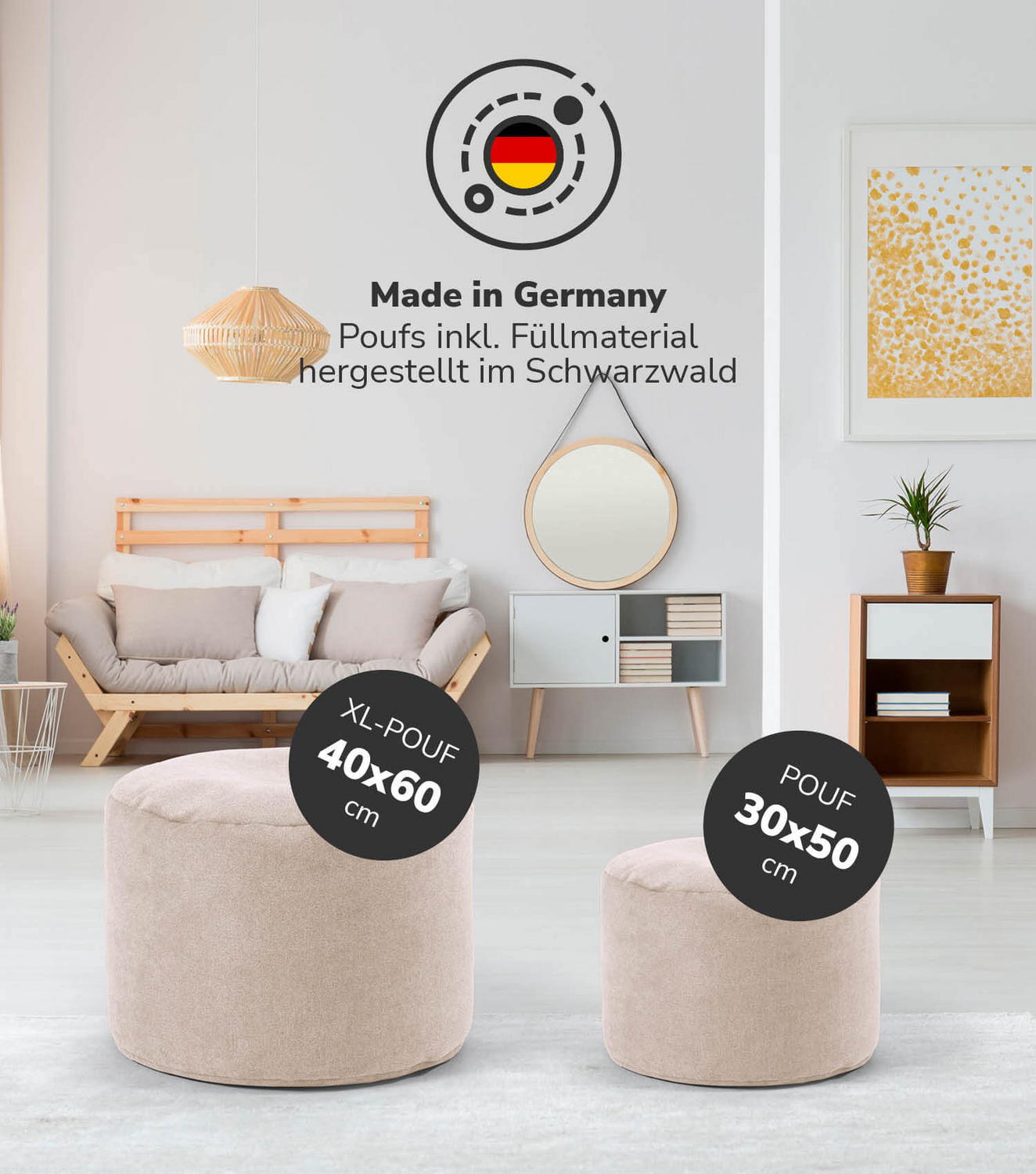 B-Ware Mokebo Pouf, Hocker O. Bodenkissen 60x40cm 'Der Ruhepouf' Sitzhocker Rund & F532