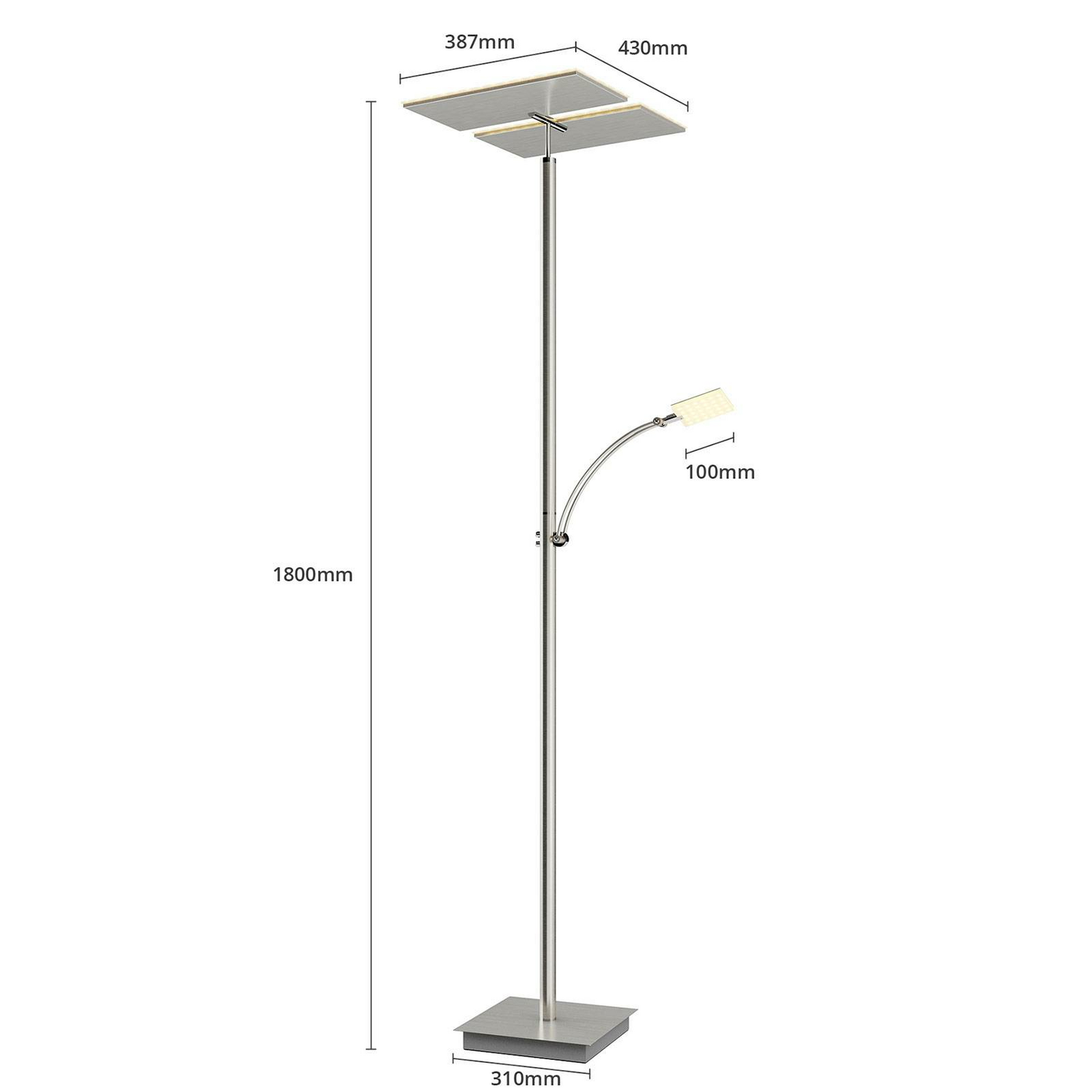 B-Ware Lucande Stehleuchte Deckenfluter Parthena Led Nickel Metall Leselampe Wohnber627