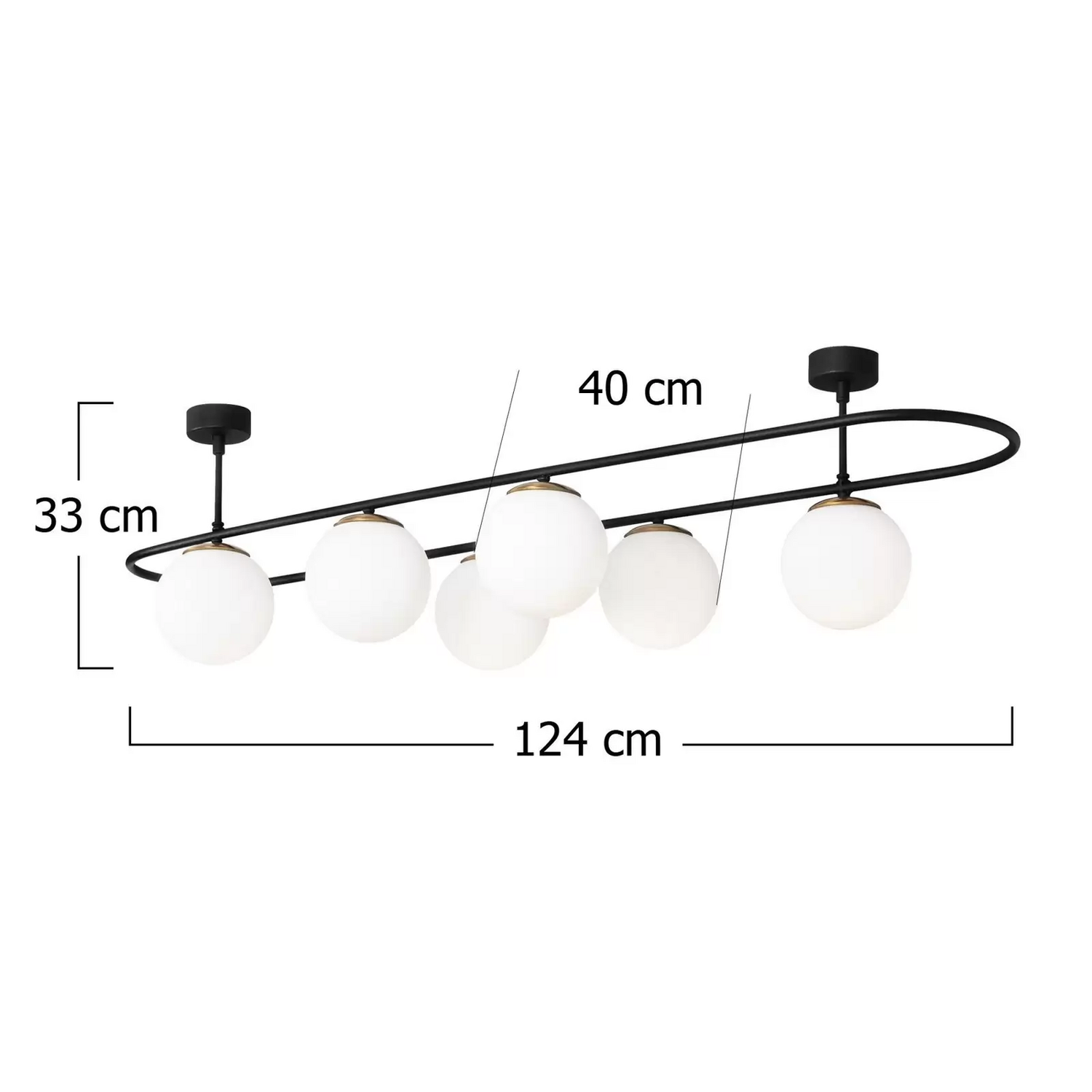 Marosa Deckenleuchte Abaküs 4911 Deckenlampe Lampe Schwarz Opalglas Sechsflammig B-Ware - 8681875471878