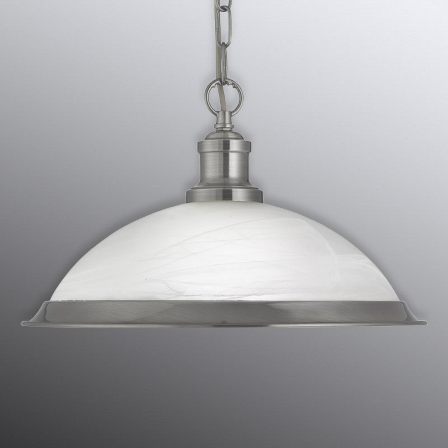 Searchlight Glas Hängeleuchte Bistro Deckenlampe Deckenlampe E27 1 Flg Silber B-Ware - 5053423056494