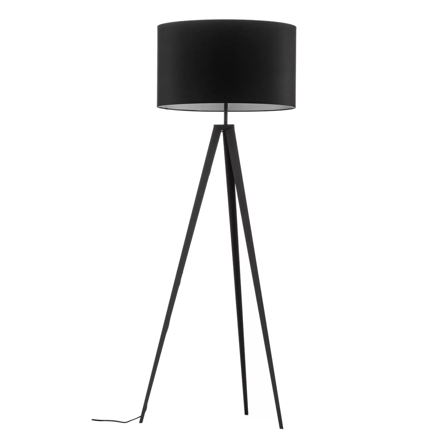 Stehleuchte Tago, Dreibein Schirm Schwarz/Silber Stehlampe Lampe Leselampe E27 B-Ware