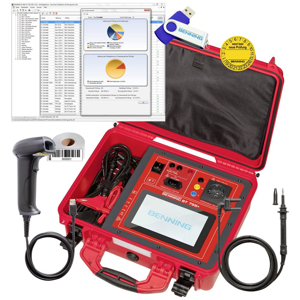 BENNING Gerätetester-Set zur Prüfung elektrischer medizinisch-elektrischer Gerät